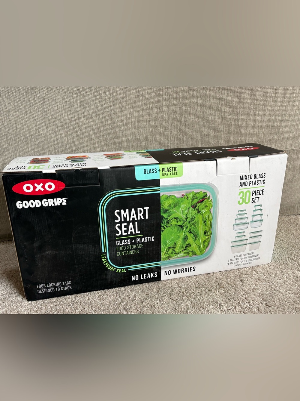 Smart Seal Glass + Plastic Food Storage Containers - Teal Accent